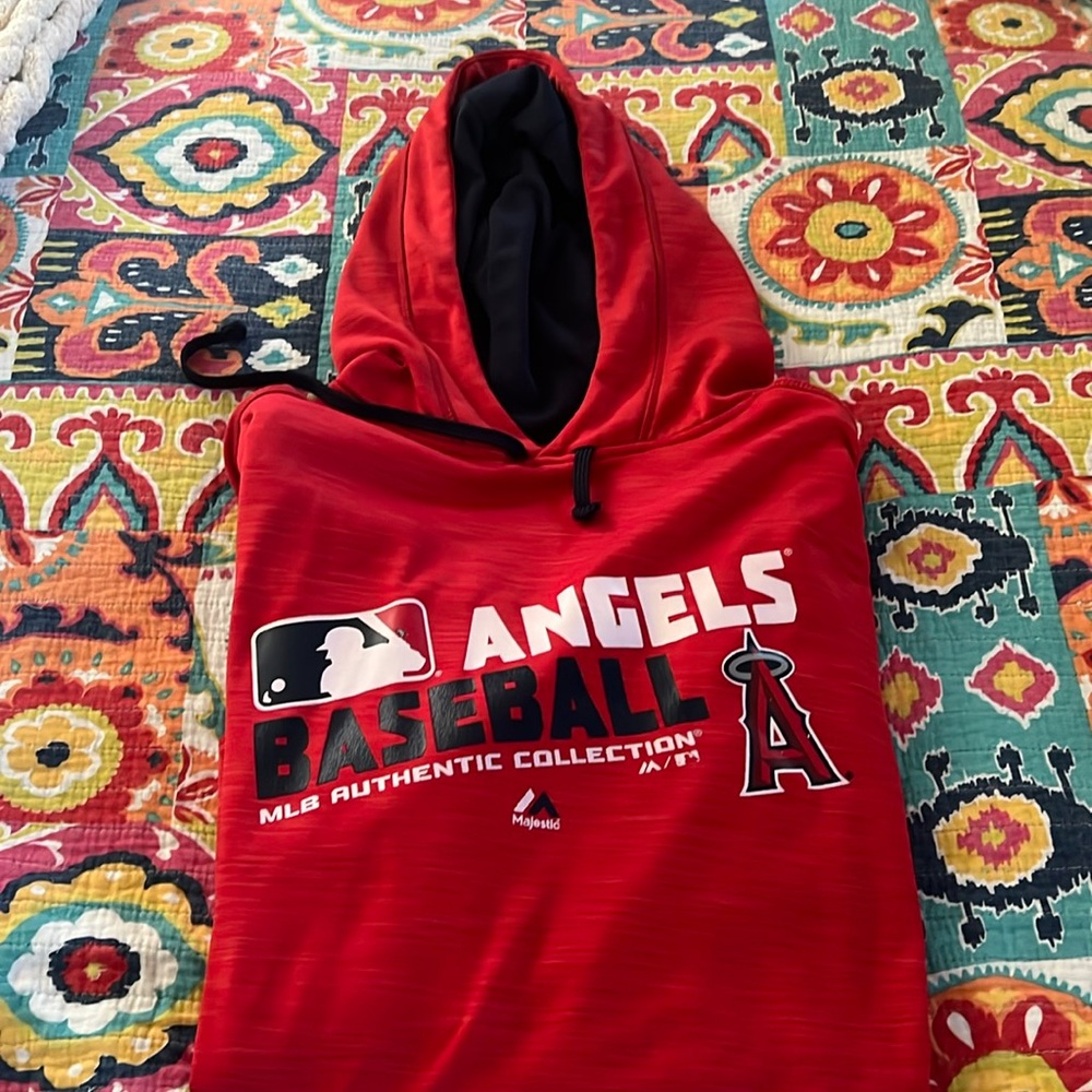 mens majestic angels hoodie thermal material in XLT